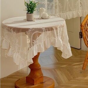 Elegant 71” White Lace Tablecloth
